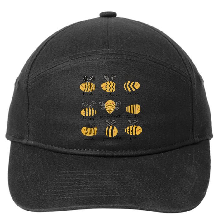 Bee Positivity Bee Lover Beekeeper Bee Happy 7-Panel Snapback Hat