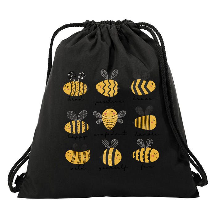 Bee Positivity Bee Lover Beekeeper Bee Happy Drawstring Bag