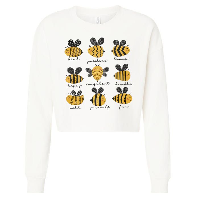 Bee Positivity Bee Lover Beekeeper Bee Happy Cropped Pullover Crew
