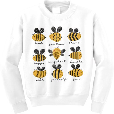 Bee Positivity Bee Lover Beekeeper Bee Happy Kids Sweatshirt