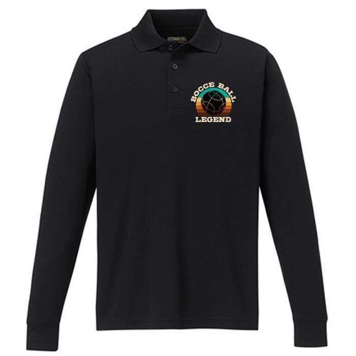 Bocce Player Boccie Fan Game Ball Sport Team Bocci Lover Performance Long Sleeve Polo