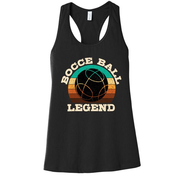 Bocce Player Boccie Fan Game Ball Sport Team Bocci Lover Women's Racerback Tank