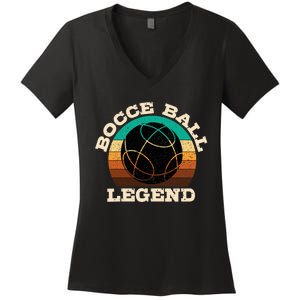 Bocce Player Boccie Fan Game Ball Sport Team Bocci Lover Women's V-Neck T-Shirt