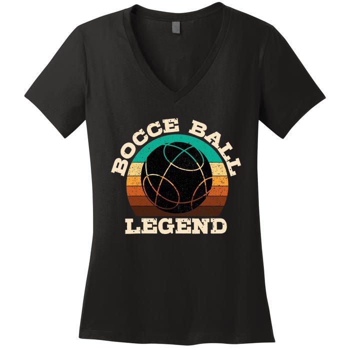 Bocce Player Boccie Fan Game Ball Sport Team Bocci Lover Women's V-Neck T-Shirt