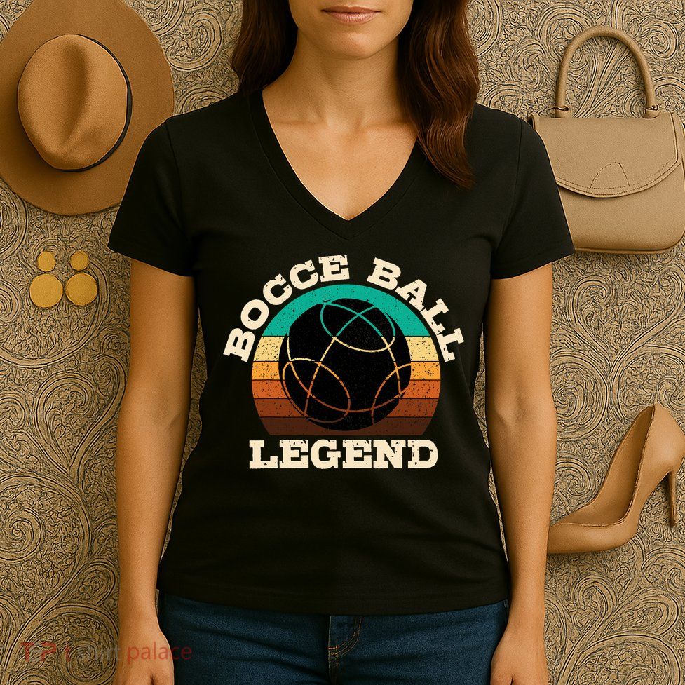 Bocce Player Boccie Fan Game Ball Sport Team Bocci Lover Women's V-Neck T-Shirt