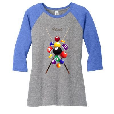 Billiard Pool Billiards Gift Women's Tri-Blend 3/4-Sleeve Raglan Shirt