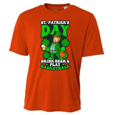 Beer Play Basketball Design St Patricks Basketball Gift Cooling Performance Crew T-Shirt