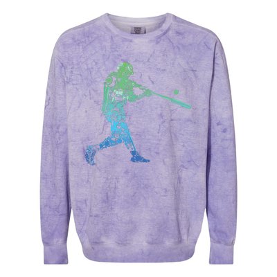 Baseball Player Batter Colorblast Crewneck Sweatshirt