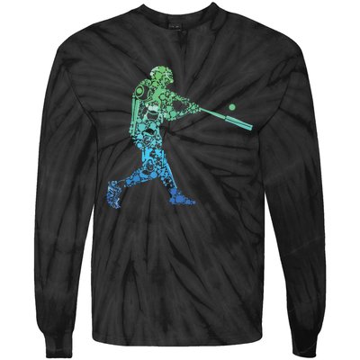 Baseball Player Batter Tie-Dye Long Sleeve Shirt