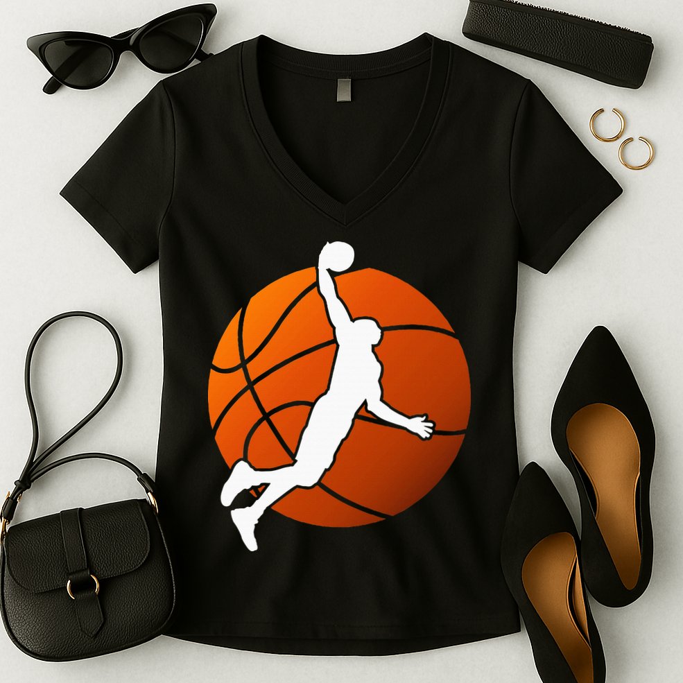 Basketball Player Basketballer Sports Graphic Women's V-Neck T-Shirt