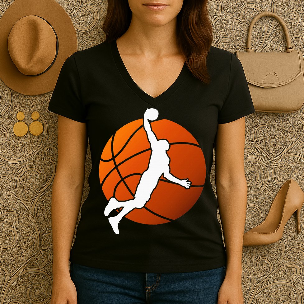 Basketball Player Basketballer Sports Graphic Women's V-Neck T-Shirt