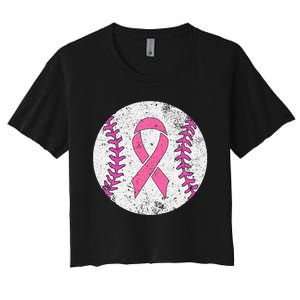 Baseball Player Breast Cancer Awareness Costume Women's Crop Top Tee