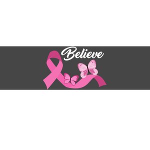 Believe Pink Butterfly Ribbon Breast Cancer Bumper Sticker