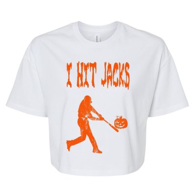 Baseball Pumpkin Bat Homerun Dinger HR Field Batter Ball Guy Bella+Canvas Jersey Crop Tee