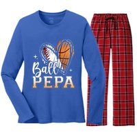 Ball Pepa Baseball Basketball Pepa Grandpa Fathers Day Gift Women's Long Sleeve Flannel Pajama Set 