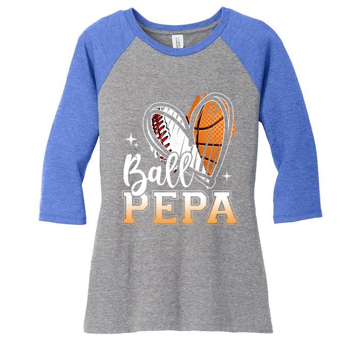 Ball Pepa Baseball Basketball Pepa Grandpa Fathers Day Gift Women's Tri-Blend 3/4-Sleeve Raglan Shirt