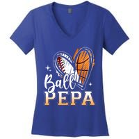 Ball Pepa Baseball Basketball Pepa Grandpa Fathers Day Gift Women's V-Neck T-Shirt