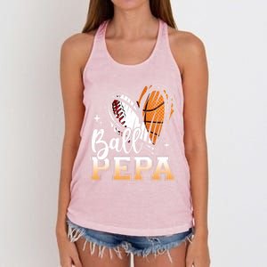 Ball Pepa Baseball Basketball Pepa Grandpa Fathers Day Gift Women's Knotted Racerback Tank