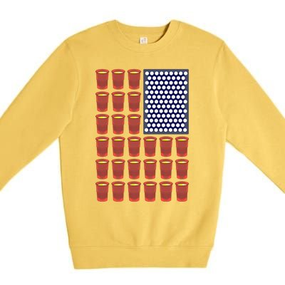 Beer Pong Balls Drunk America Flag 4th July Ing Gift Premium Crewneck Sweatshirt