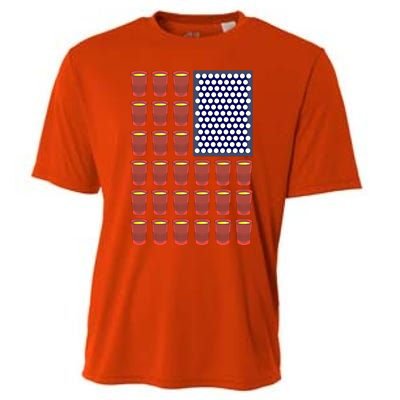 Beer Pong Balls Drunk America Flag 4th July Ing Gift Cooling Performance Crew T-Shirt