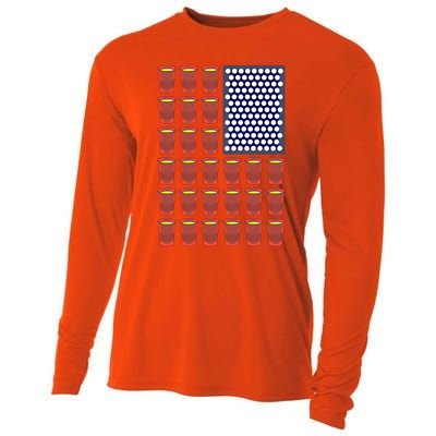 Beer Pong Balls Drunk America Flag 4th July Ing Gift Cooling Performance Long Sleeve Crew