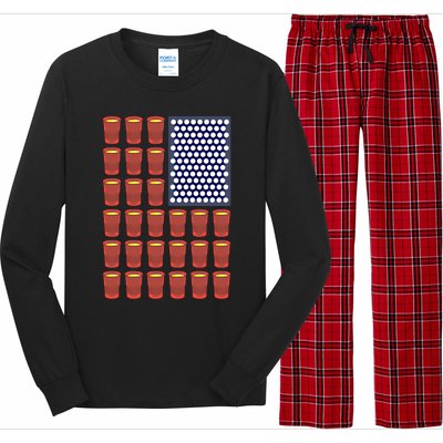 Beer Pong Balls Drunk America Flag 4th July Ing Gift Long Sleeve Pajama Set