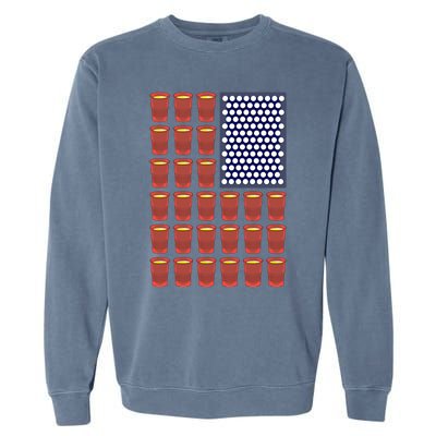 Beer Pong Balls Drunk America Flag 4th July Ing Gift Garment-Dyed Sweatshirt