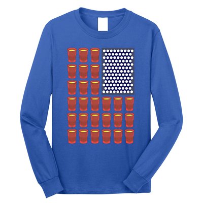 Beer Pong Balls Drunk America Flag 4th July Ing Gift Long Sleeve Shirt