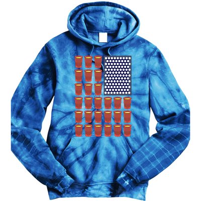 Beer Pong Balls Drunk America Flag 4th July Ing Gift Tie Dye Hoodie