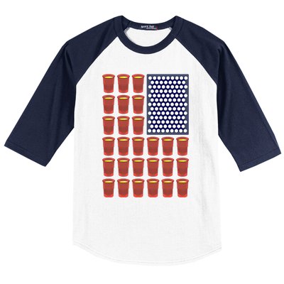 Beer Pong Balls Drunk America Flag 4th July Ing Gift Baseball Sleeve Shirt