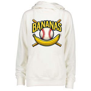 Banana Playing Baseball Fruit Lover Baseball Player Banana Womens Funnel Neck Pullover Hood