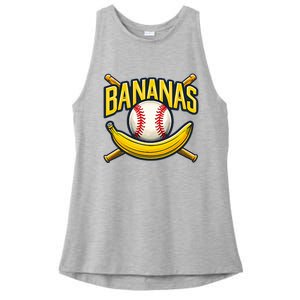 Banana Playing Baseball Fruit Lover Baseball Player Banana Ladies PosiCharge Tri-Blend Wicking Tank