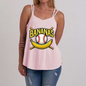 Banana Playing Baseball Fruit Lover Baseball Player Banana Women's Strappy Tank