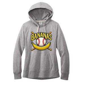 Banana Playing Baseball Fruit Lover Baseball Player Banana Women's Fleece Hoodie