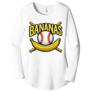 Banana Playing Baseball Fruit Lover Baseball Player Banana Women's Perfect Tri Tunic Long Sleeve Shirt