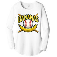 Banana Playing Baseball Fruit Lover Baseball Player Banana Women's Perfect Tri Tunic Long Sleeve Shirt