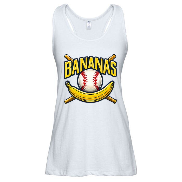 Banana Playing Baseball Fruit Lover Baseball Player Banana Ladies Essential Flowy Tank