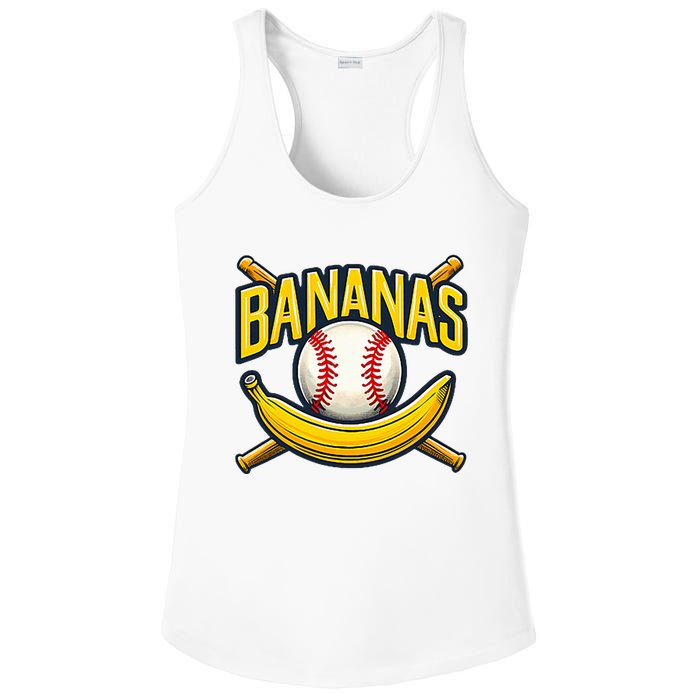 Banana Playing Baseball Fruit Lover Baseball Player Banana Ladies PosiCharge Competitor Racerback Tank