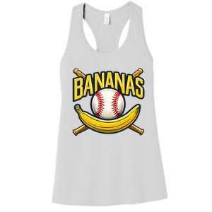 Banana Playing Baseball Fruit Lover Baseball Player Banana Women's Racerback Tank