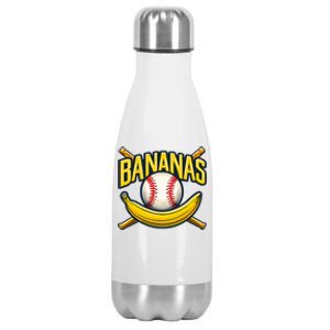 Banana Playing Baseball Fruit Lover Baseball Player Banana Stainless Steel Insulated Water Bottle