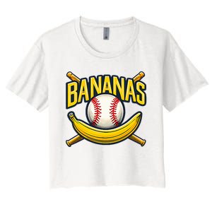 Banana Playing Baseball Fruit Lover Baseball Player Banana Women's Crop Top Tee