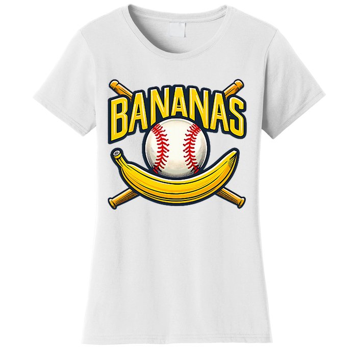 Banana Playing Baseball Fruit Lover Baseball Player Banana Women's T-Shirt