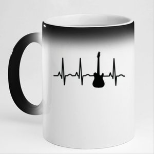 Bass Player Bass Guitar Player Heartbeat 11oz Black Color Changing Mug