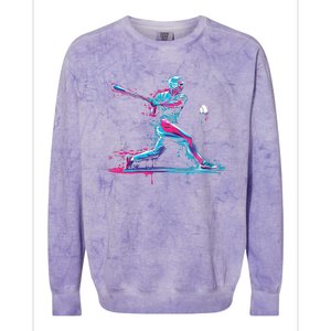 Baseball Player Baseball Drip For Ice Cream Colorblast Crewneck Sweatshirt