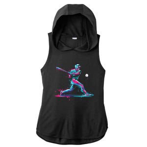 Baseball Player Baseball Drip For Ice Cream Ladies PosiCharge Tri-Blend Wicking Draft Hoodie Tank