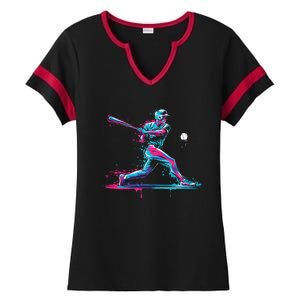 Baseball Player Baseball Drip For Ice Cream Ladies Halftime Notch Neck Tee