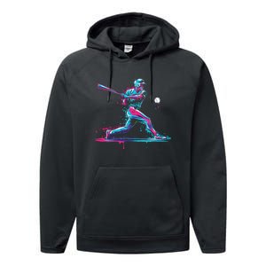 Baseball Player Baseball Drip For Ice Cream Performance Fleece Hoodie