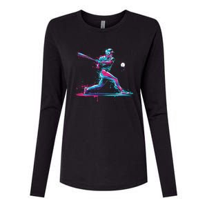 Baseball Player Baseball Drip For Ice Cream Womens Cotton Relaxed Long Sleeve T-Shirt