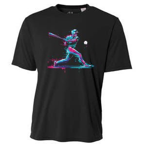 Baseball Player Baseball Drip For Ice Cream Cooling Performance Crew T-Shirt