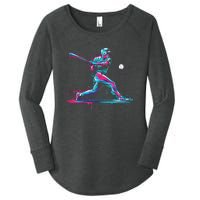 Baseball Player Baseball Drip For Ice Cream Women's Perfect Tri Tunic Long Sleeve Shirt